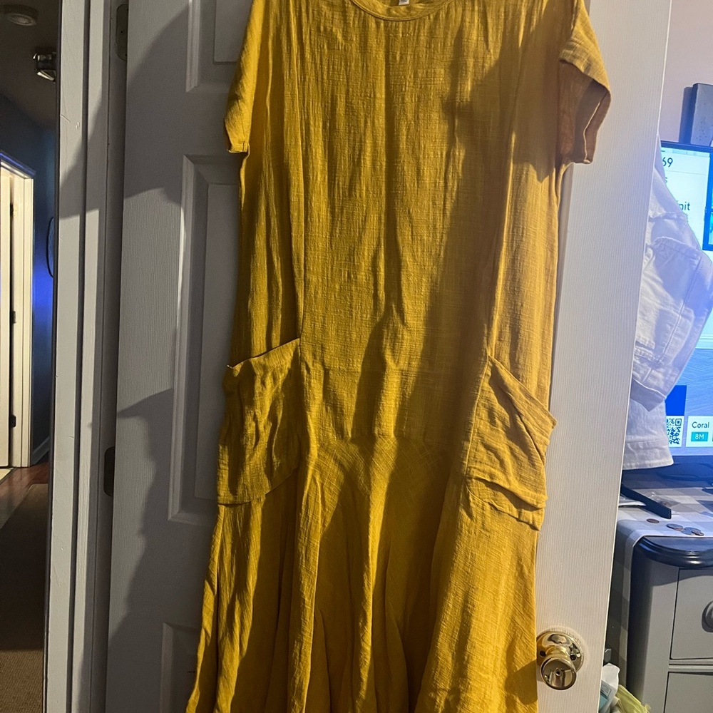 Umgee Yellow Ruched Maxi Sundress